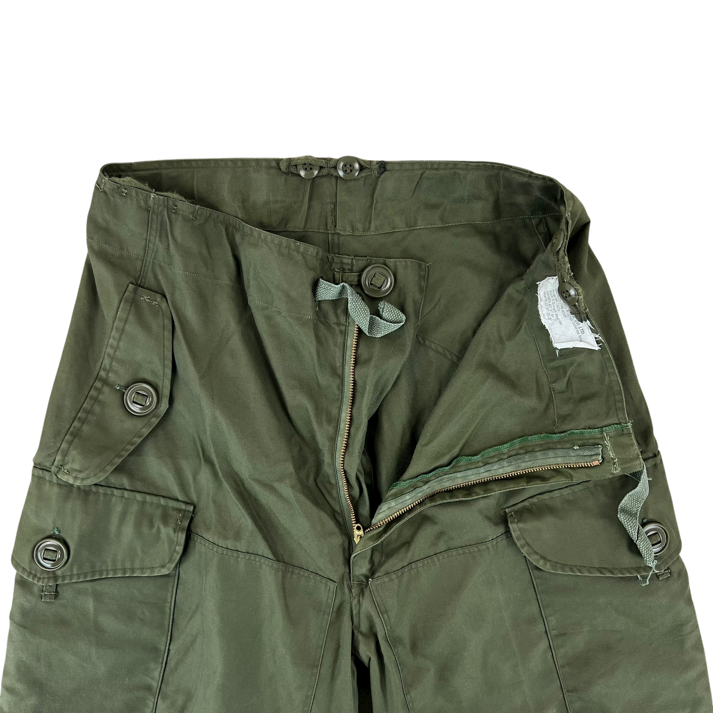 Canadian Army 70's Green Windproof Cotton & Nylon Trousers - W35 L29.5