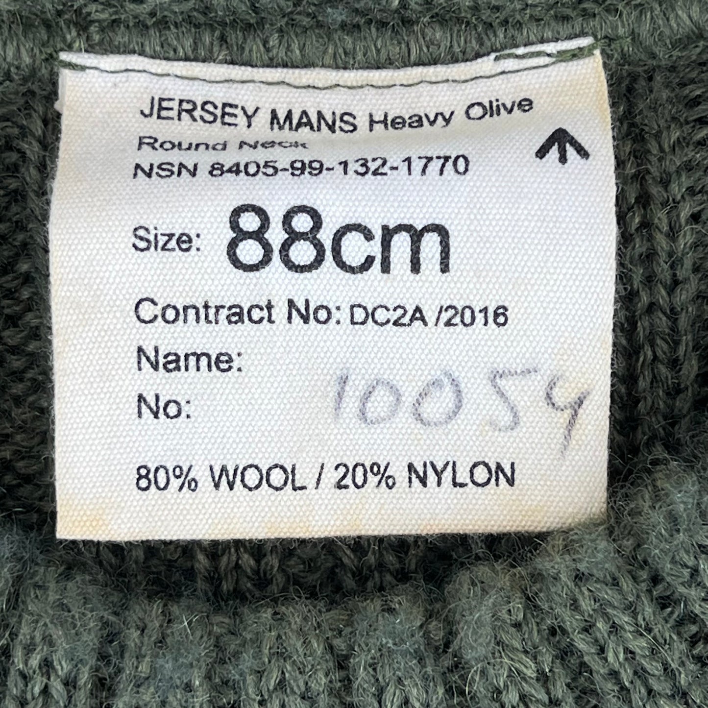 British Army Olive OG Utility Jersey Pullover Jumper -  Small 88cm