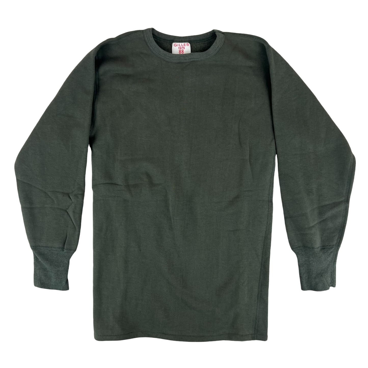 French Army Sweatshirt / Thermal T Shirt Pullover 70s Sage Grey - Small