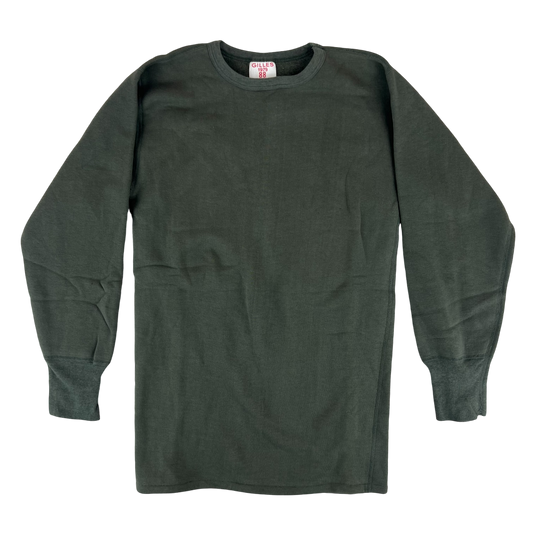 French Army Sweatshirt / Thermal T Shirt Pullover 70s Sage Grey - Small