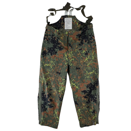 German Army Flecktarn Camo Waterproof Overalls / Overtrousers - W44 L29