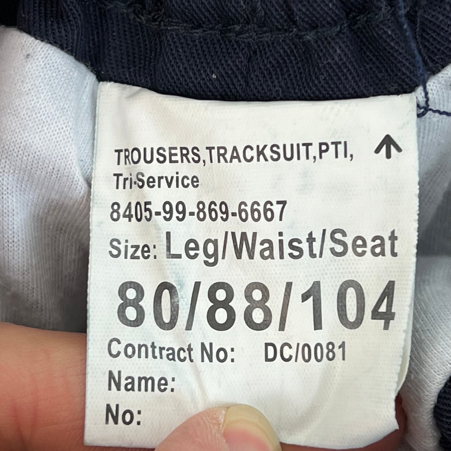British Army / Tri-Services Navy Blue PTI Tracksuit Trousers - W30 L30.5