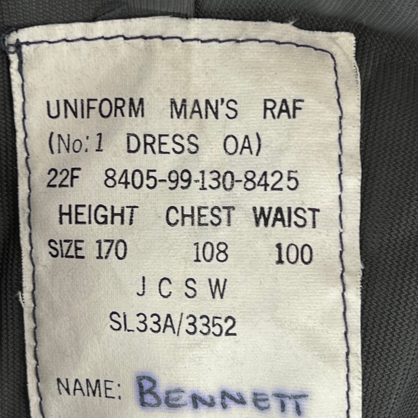 British Royal Air Force No. 1 O.A. Dress Jacket w/ Belt - Large 170/108