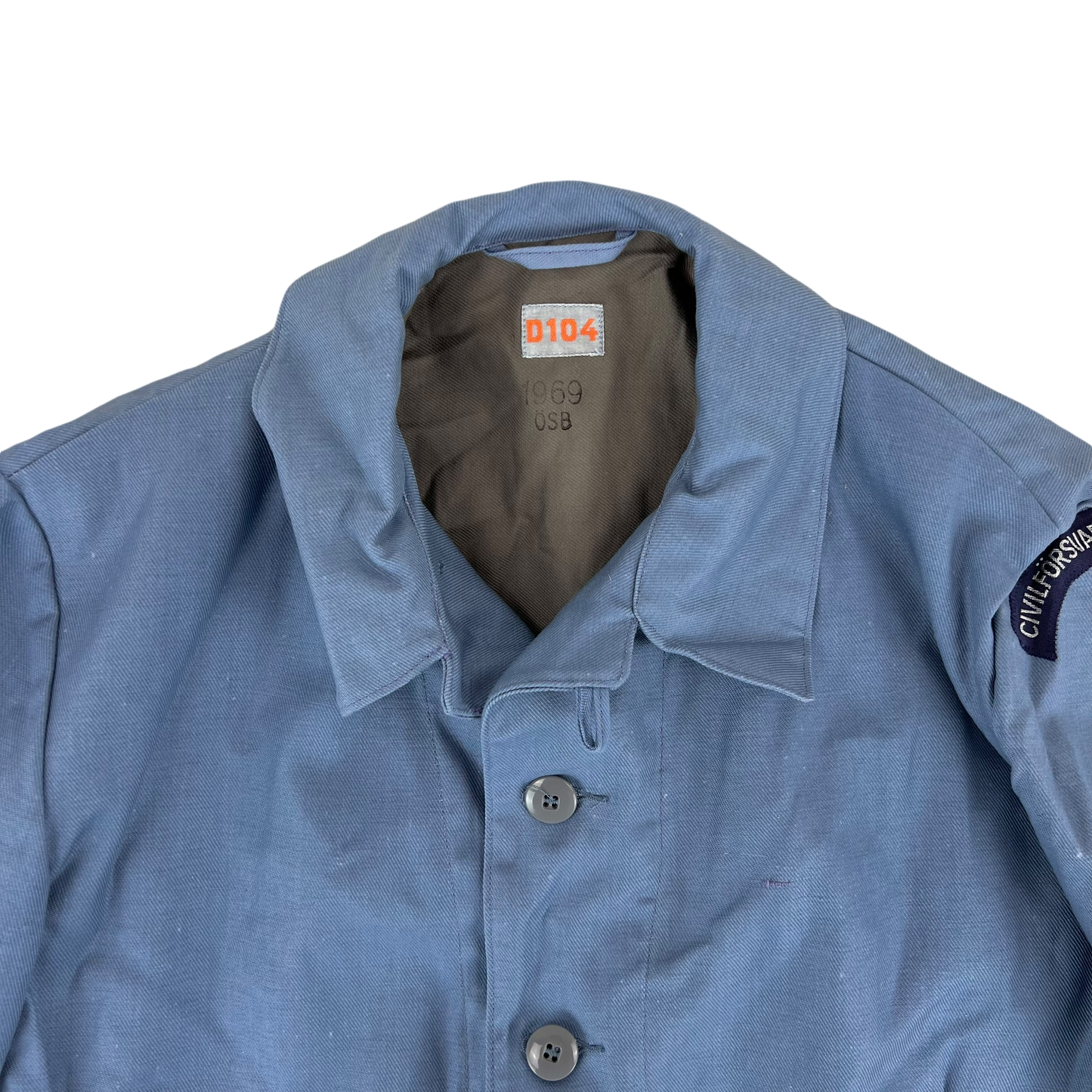 Swedish Civil Defense M59 Sky Blue Chore Coat Jacket - Large