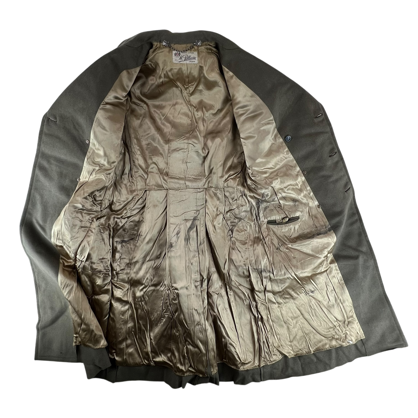 Italian Army 70's Officer's Khaki Wool Greatcoat - Medium