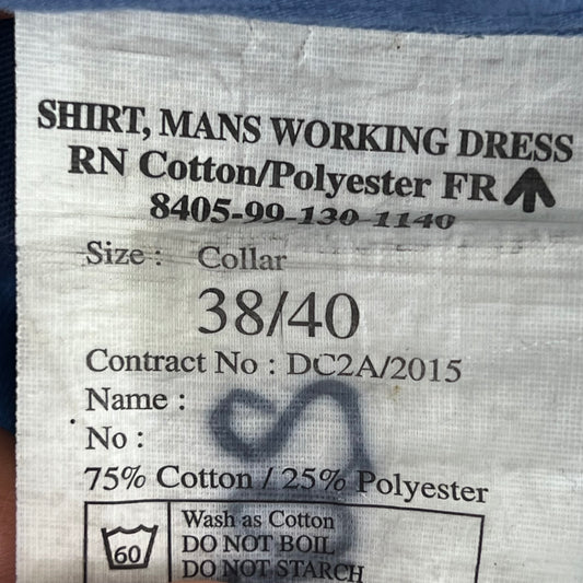 British Royal Navy 72 Pattern Working Man's Blue Long Sleeve Shirt - Medium 38/40