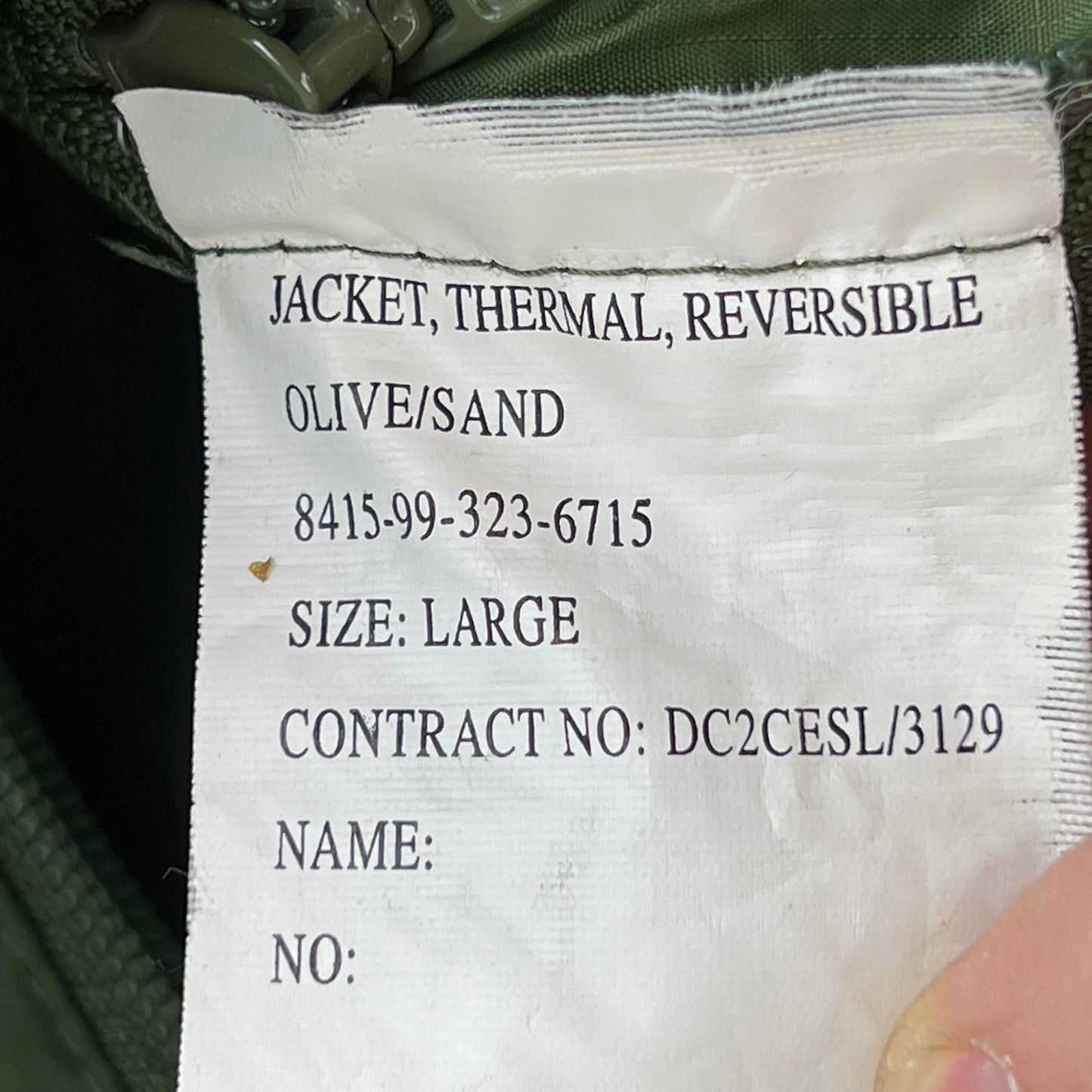 British Army Reversible Thermal Olive Green / Tan Quilted Jacket - Large
