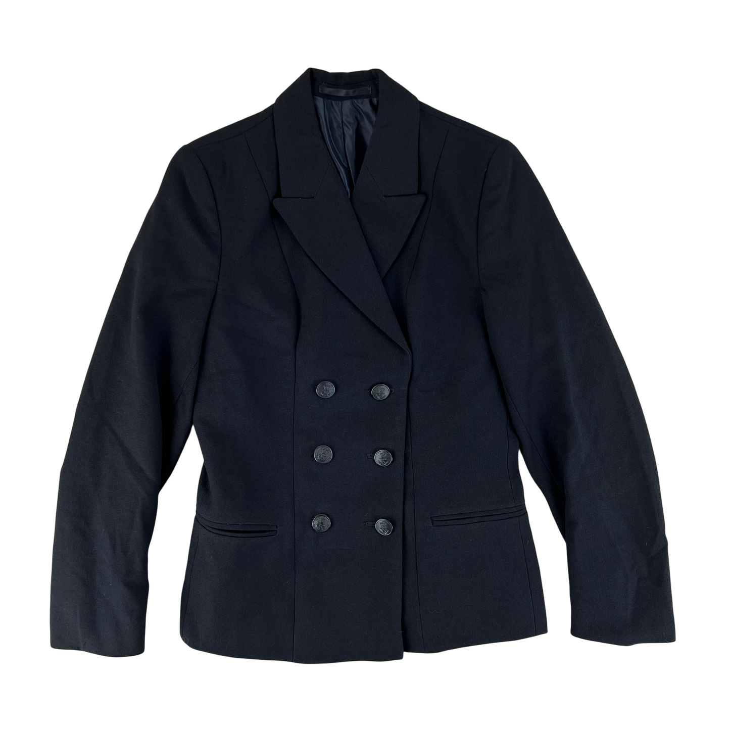 British Royal Navy Women's WRNS Diagonal Serge Black Blazer - Small SIZE 12