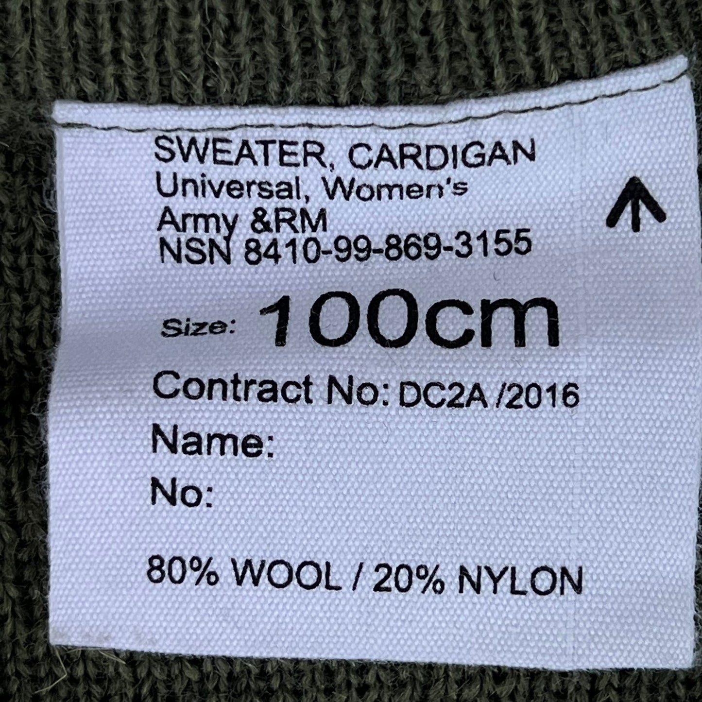 British Army Women's Olive Green Cardigan - Medium 100cm