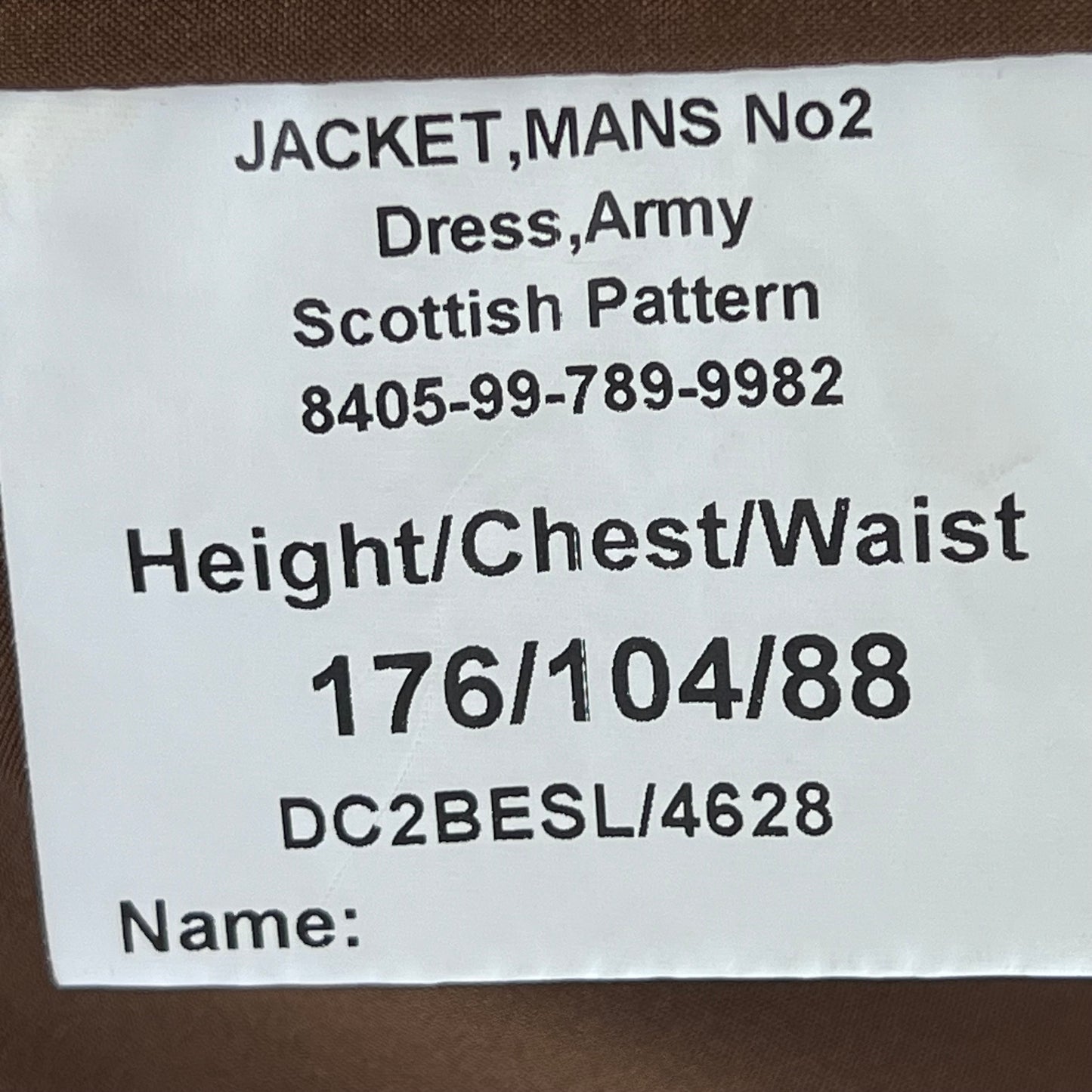 British Army No. 2 FAD Dress Jacket Scottish Pattern w Belt - Royal Regiment of Scotland - Large 176/104