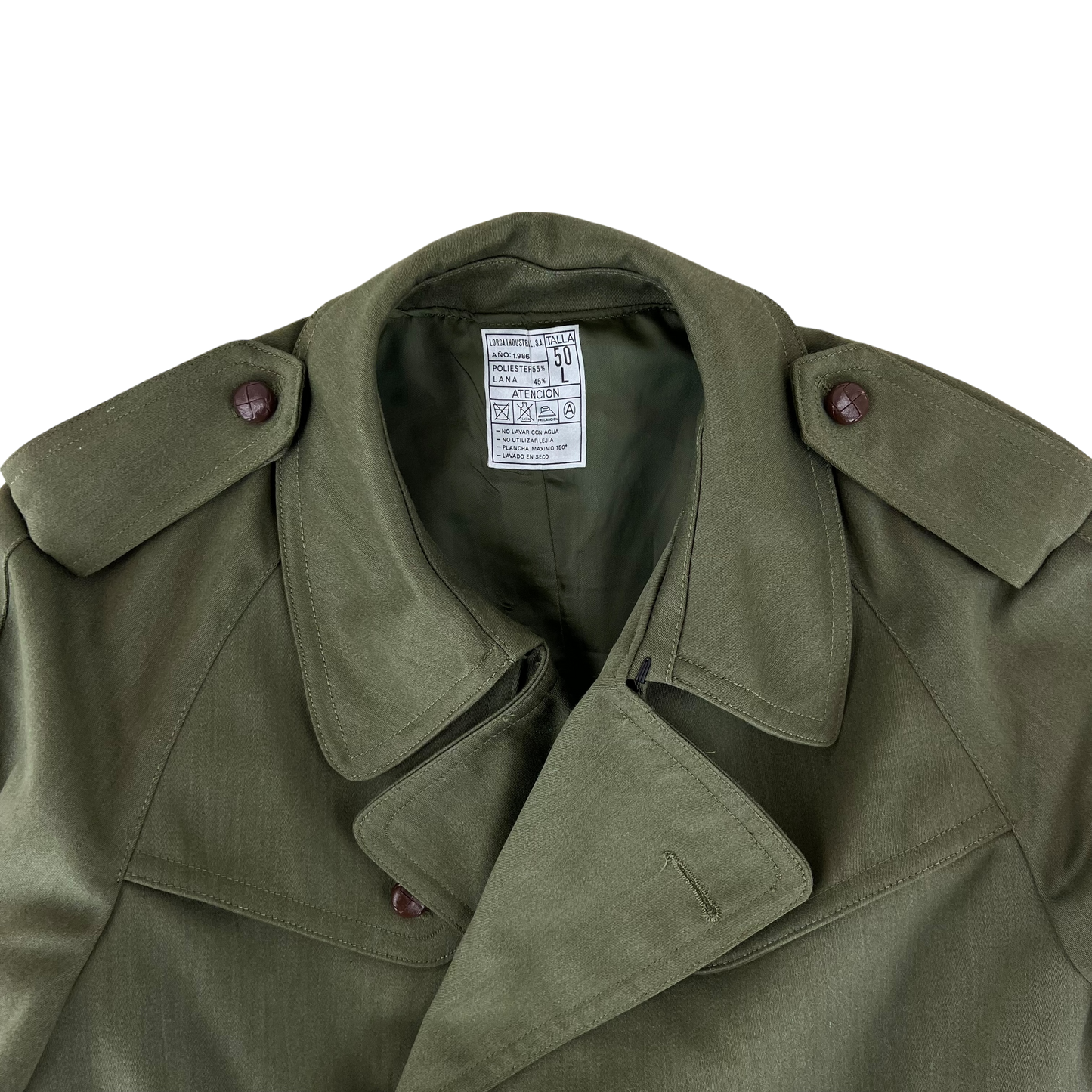 Spanish Army 80s Green Trenchcoat - Large