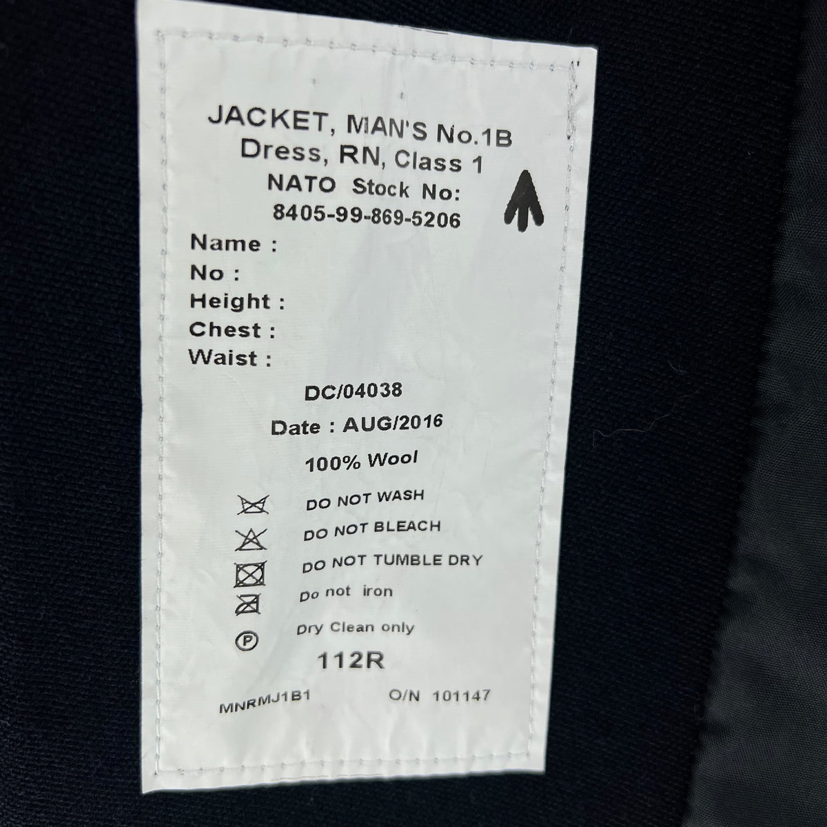 British Royal Navy No. 1 Dress Barathea Jacket - Large 112R