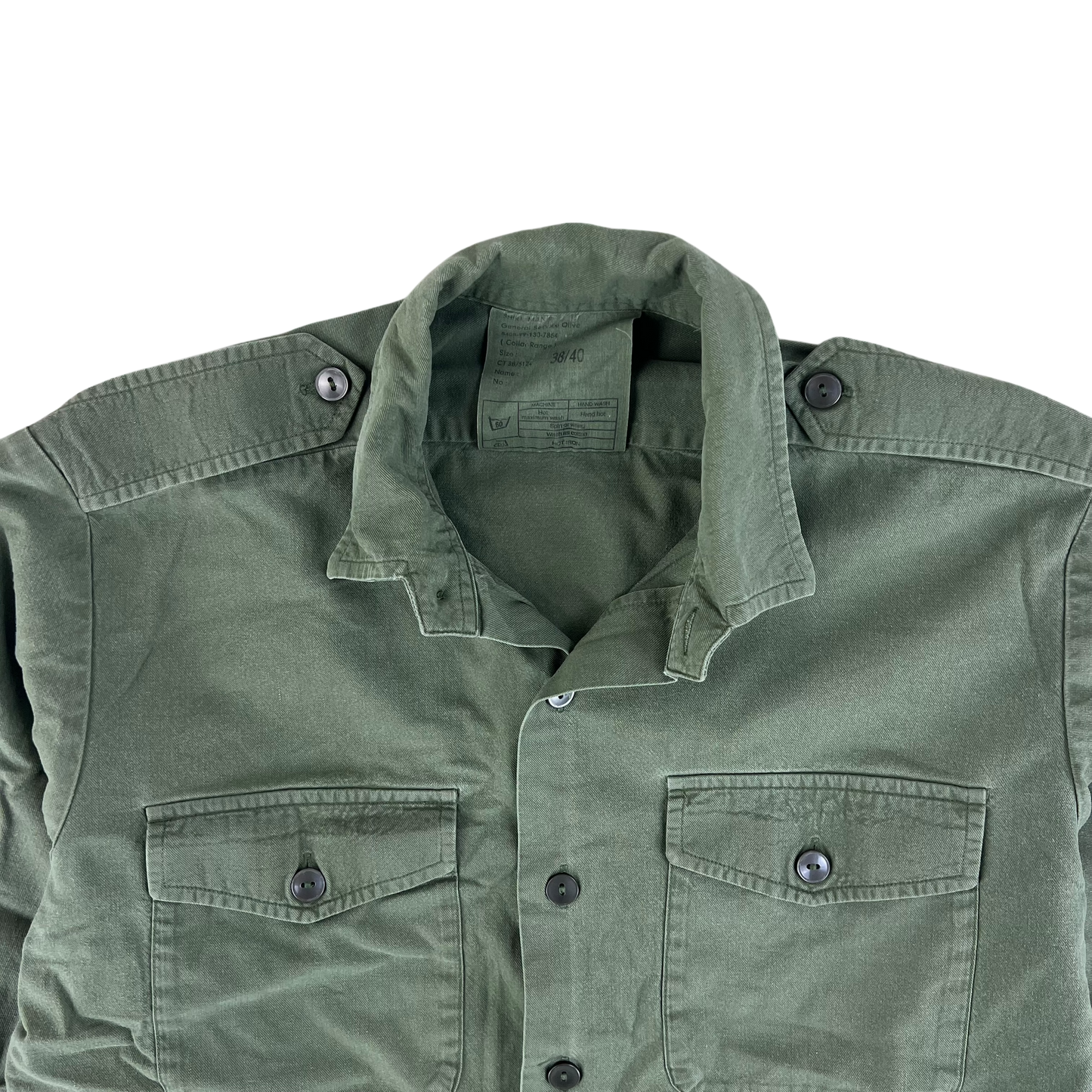 British Army Mens Olive Green Cotton Shirt Long Sleeve - Medium