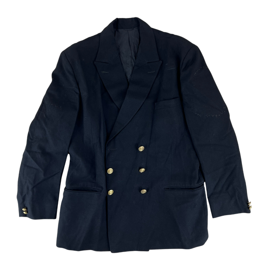 British Royal Navy 70s Black Dress Blazer Jacket - X Large