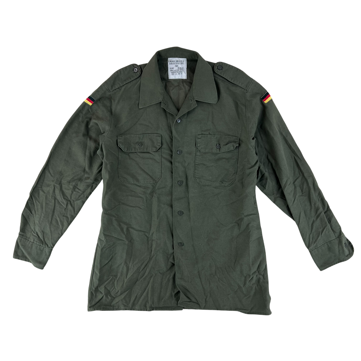 German Army Olive Green Long Sleeve Field Shirt - Large GrNr4