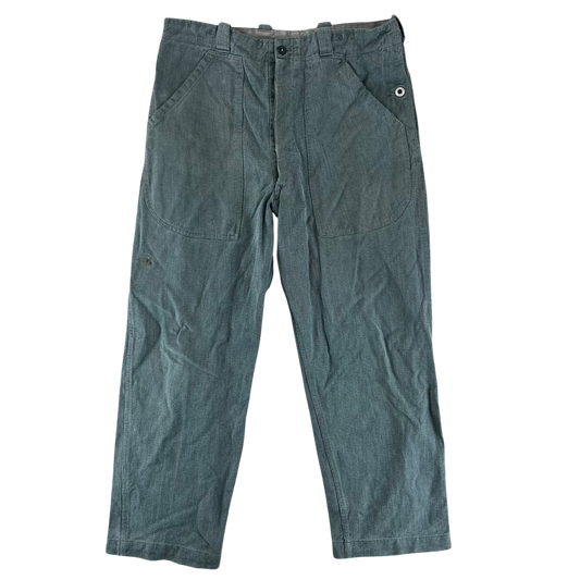 Swiss Army 70s Sage Green Denim Work Trousers - W37 L28.5