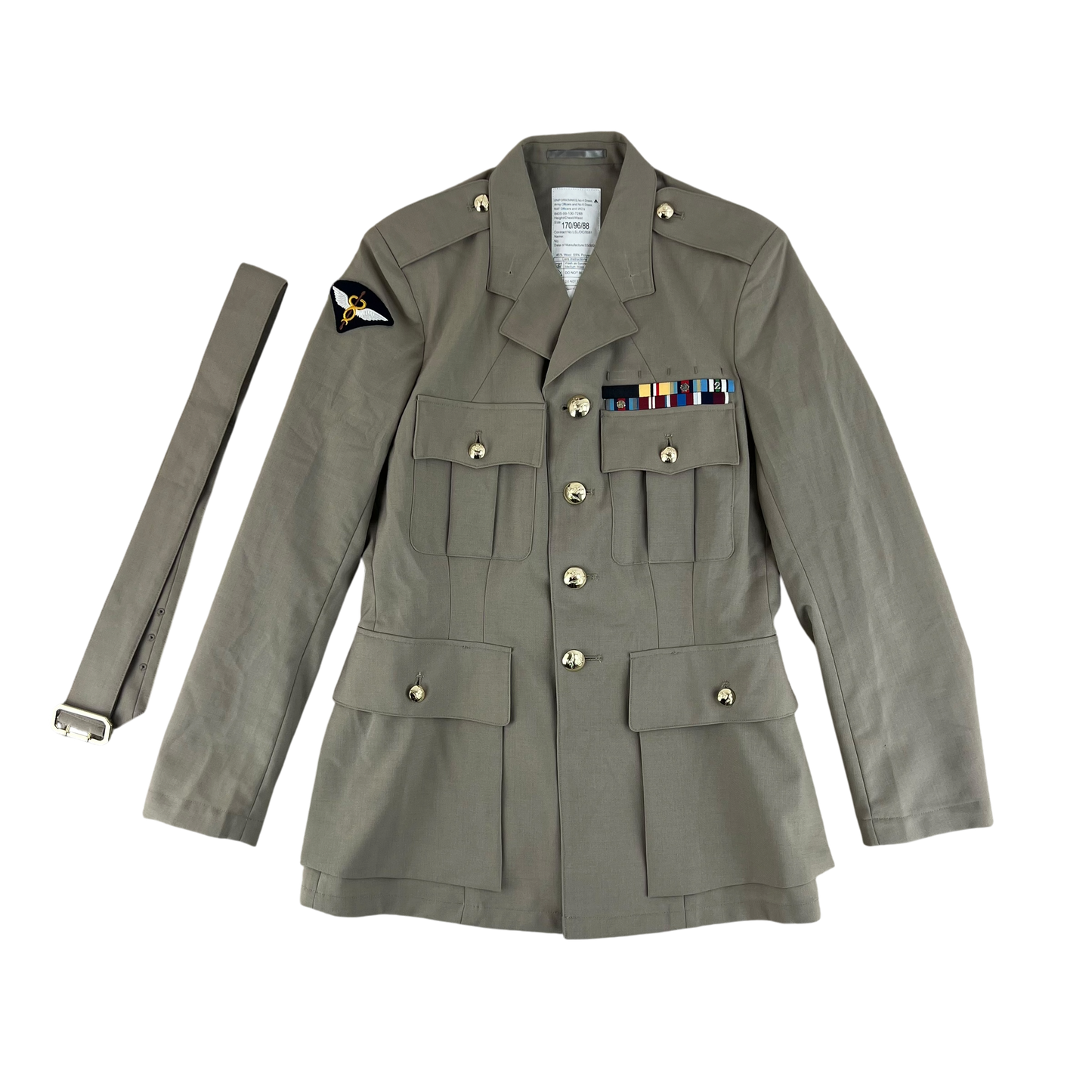 British RAF No. 6 Tropical Dress Jacket w/ Belt - Medium 170/96