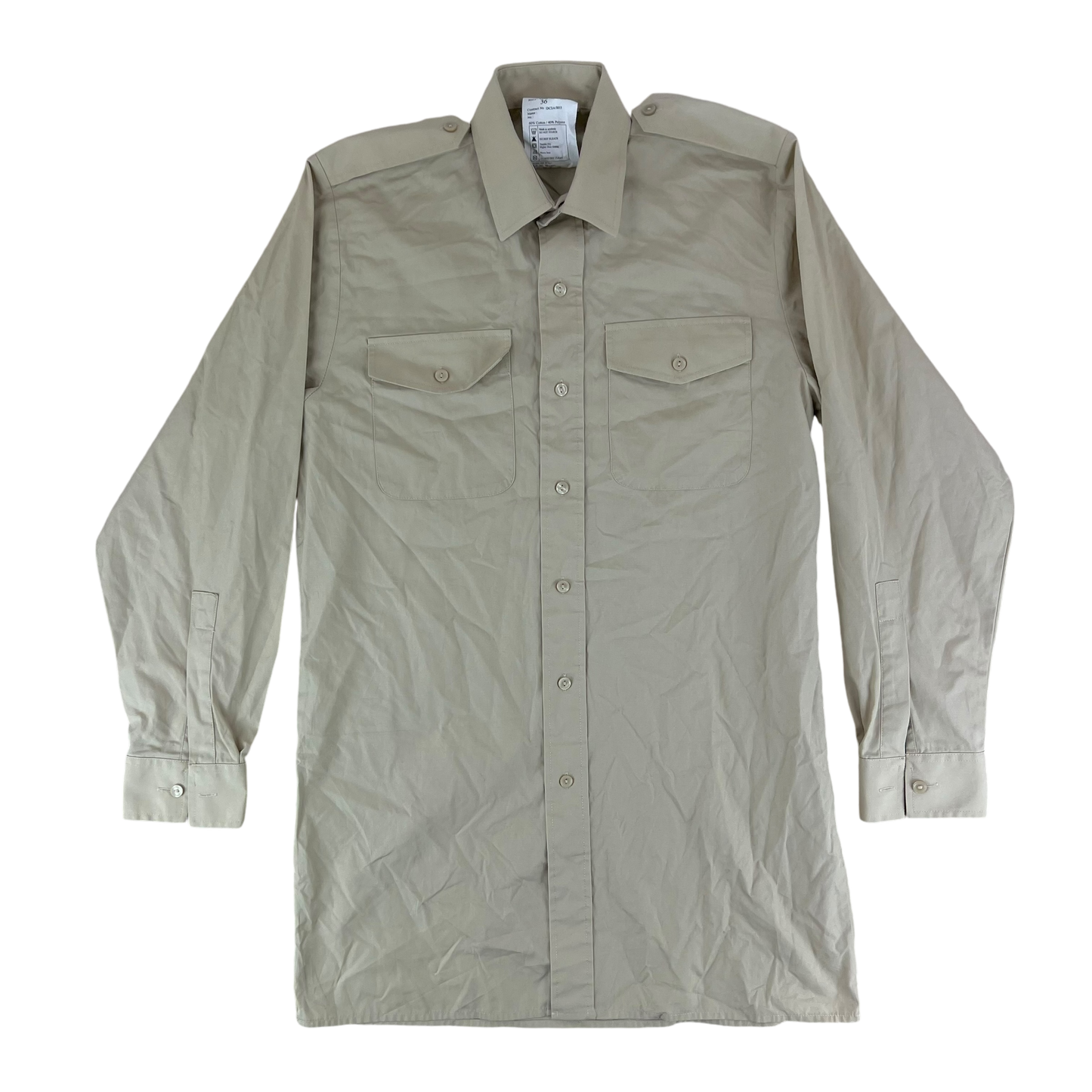 British Army Man's Fawn Shirt Long Sleeve - Small