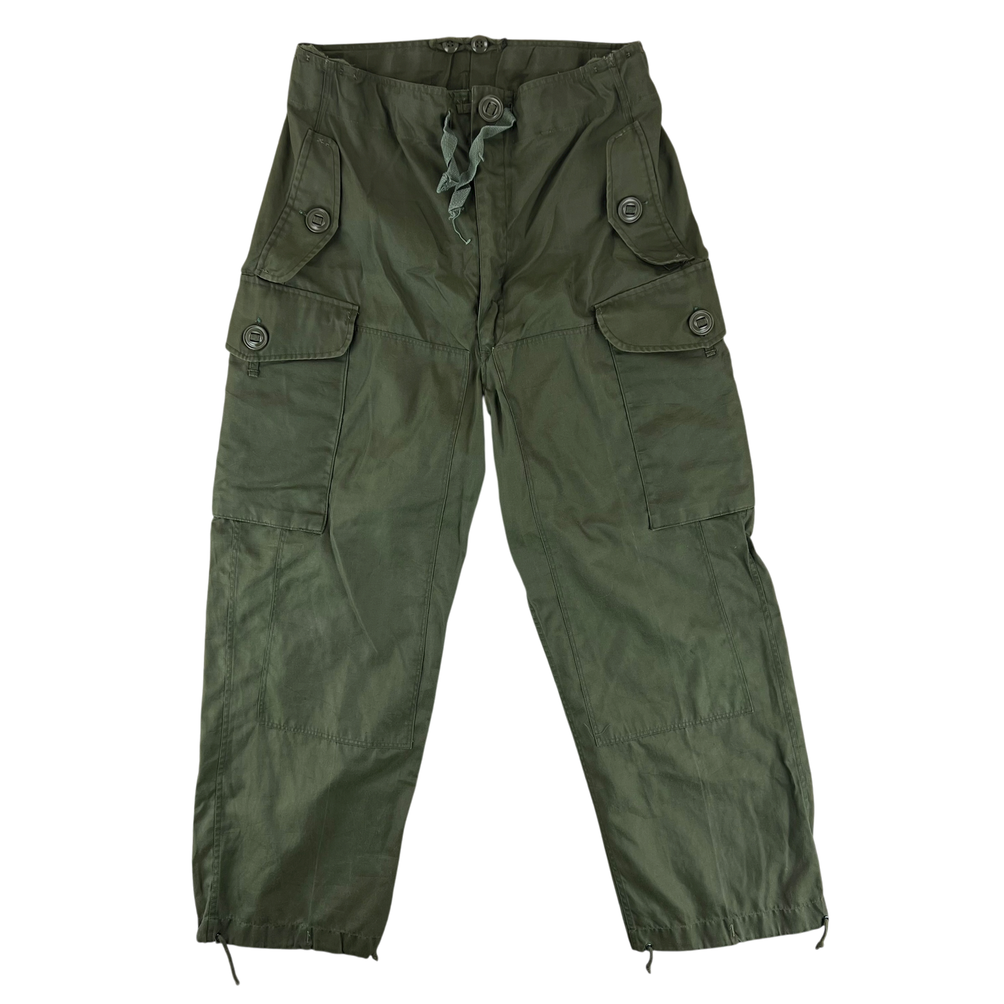 Canadian Army 70's Green Windproof Cotton & Nylon Trousers - W35 L29.5