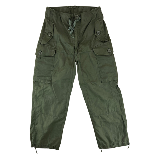Canadian Army 70's Green Windproof Cotton & Nylon Trousers - W35 L29.5