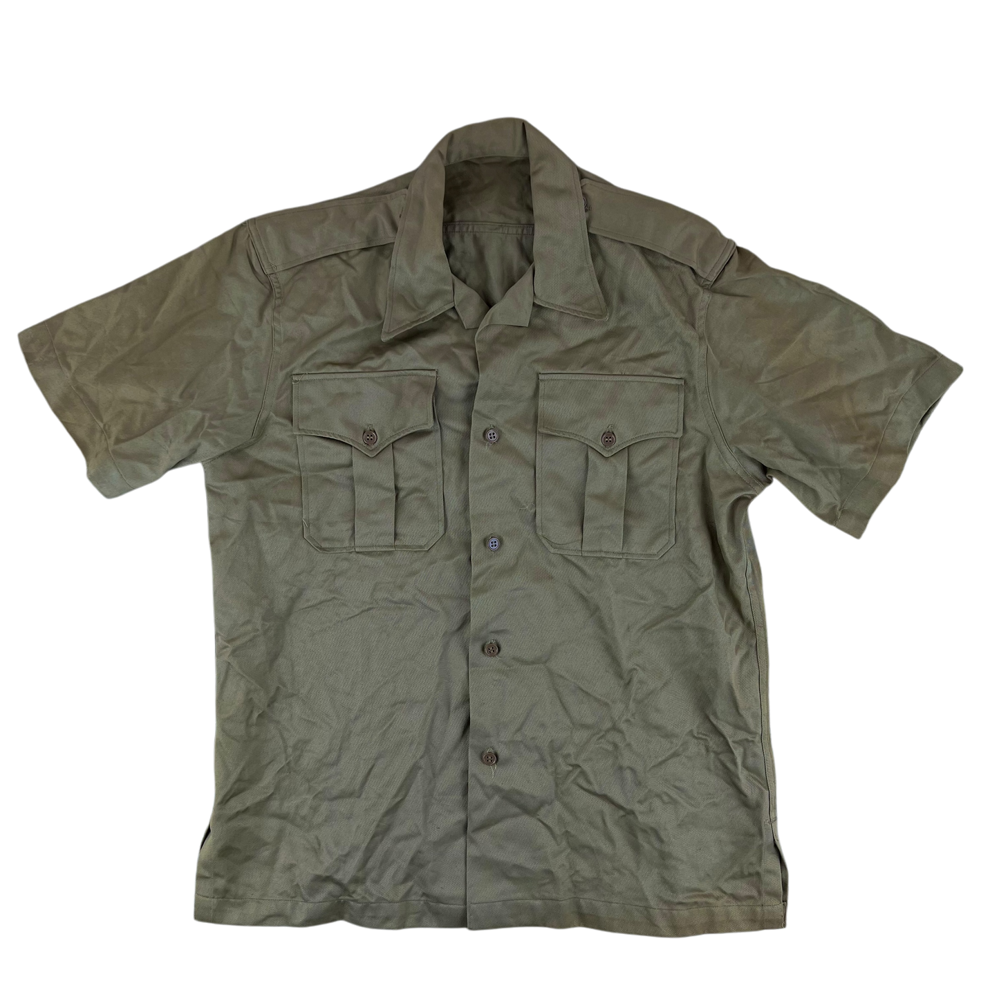 US Army 1950s Khaki Short Sleeve Shirt - Medium