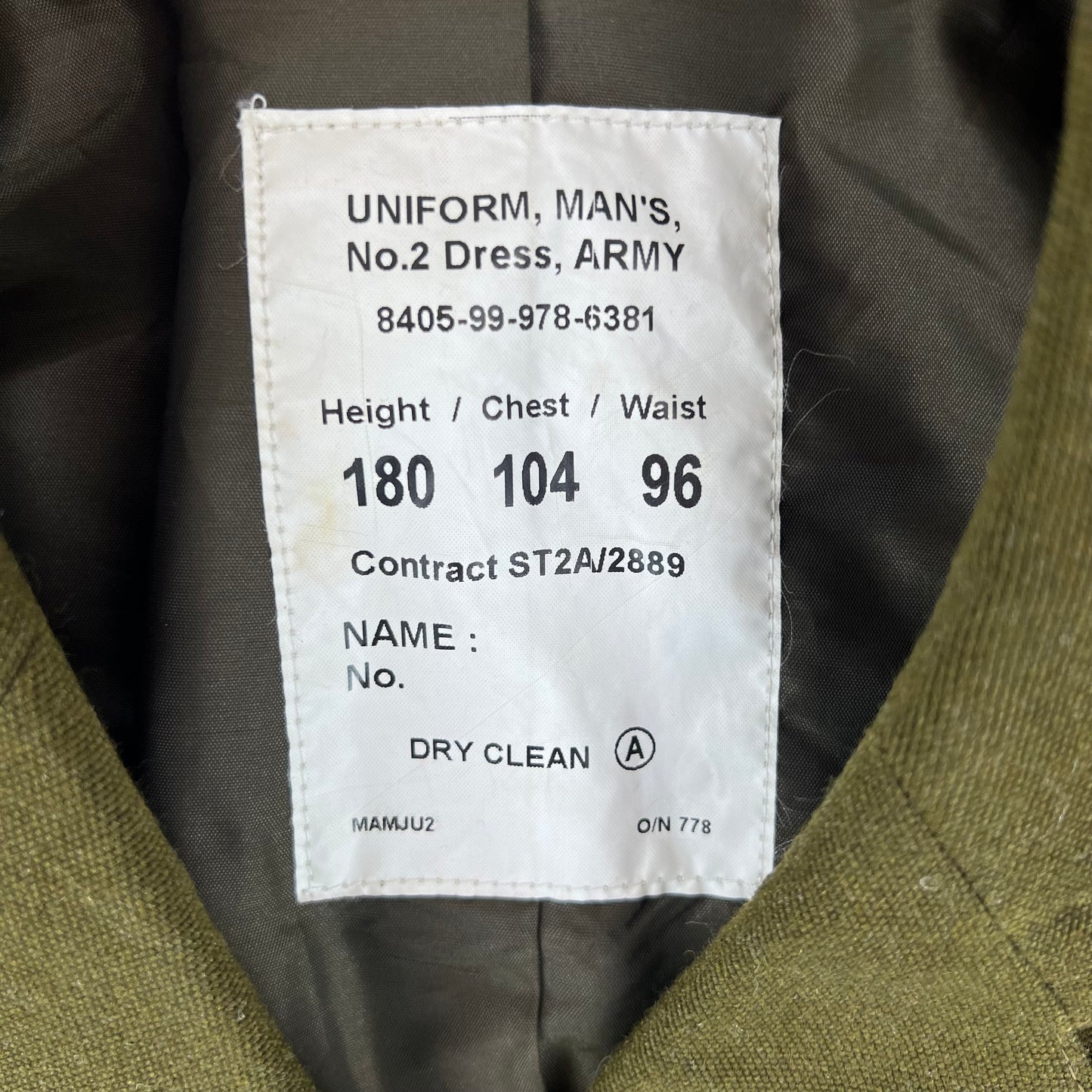 British Army Old Pattern No. 2 Khaki Green Dress Jacket - Large 180/104