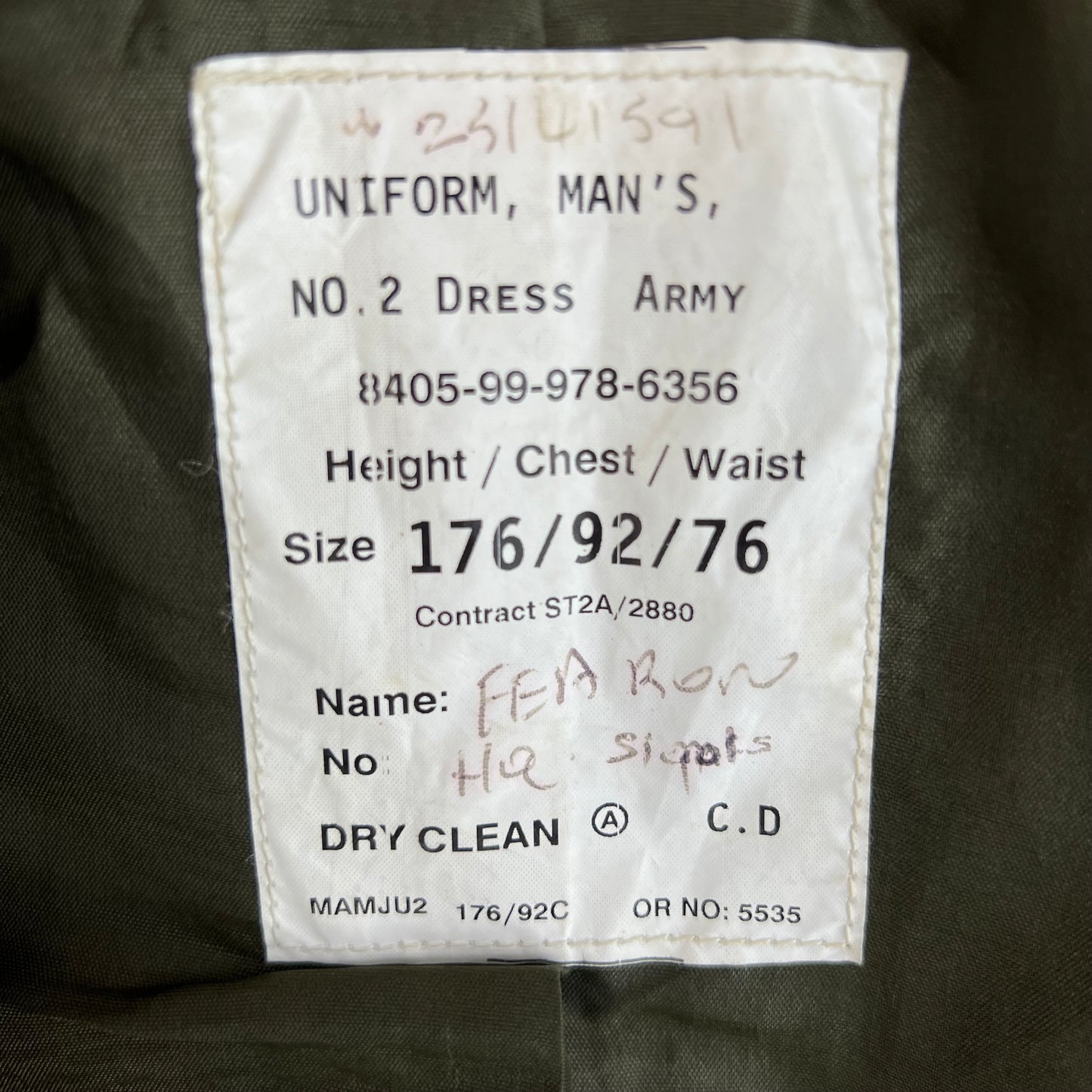 British Army 1980 Pattern No. 2 Olive Green Dress Jacket - Rifles Regiment - Medium 176/92