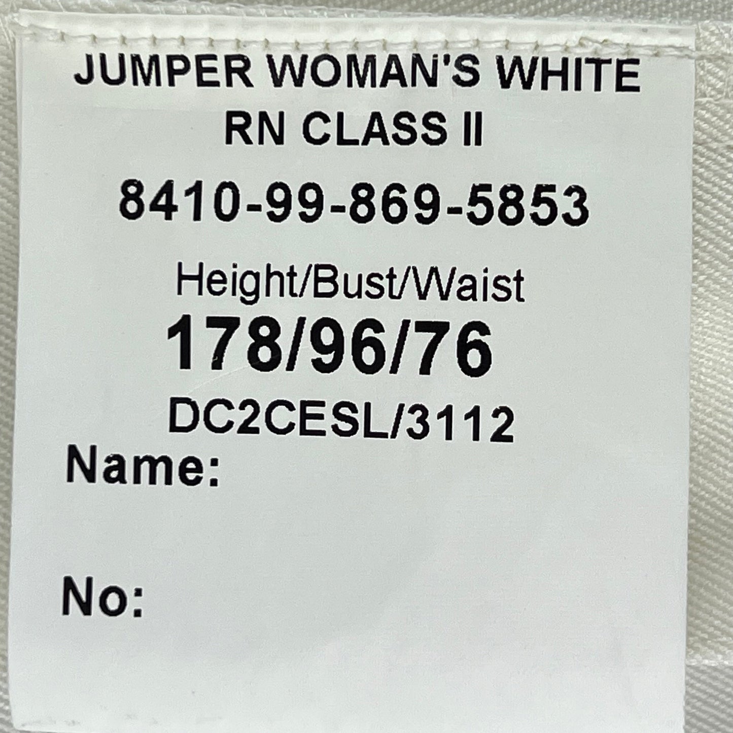 British Royal Navy Women's Class II White Jumper Sailor's Top - Medium 178/96