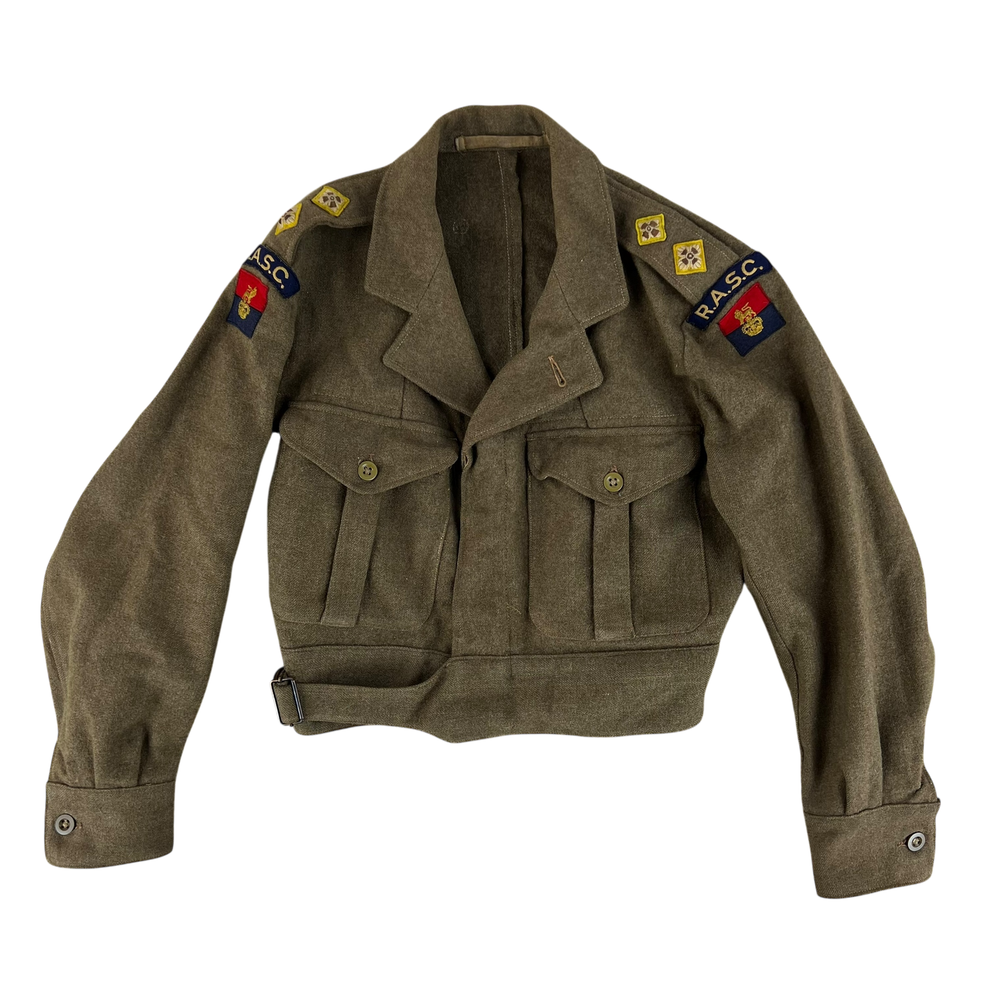 British Army 50s Khaki Ike 1949 Pattern Battle Dress Jacket - RASC - Medium SIZE 6