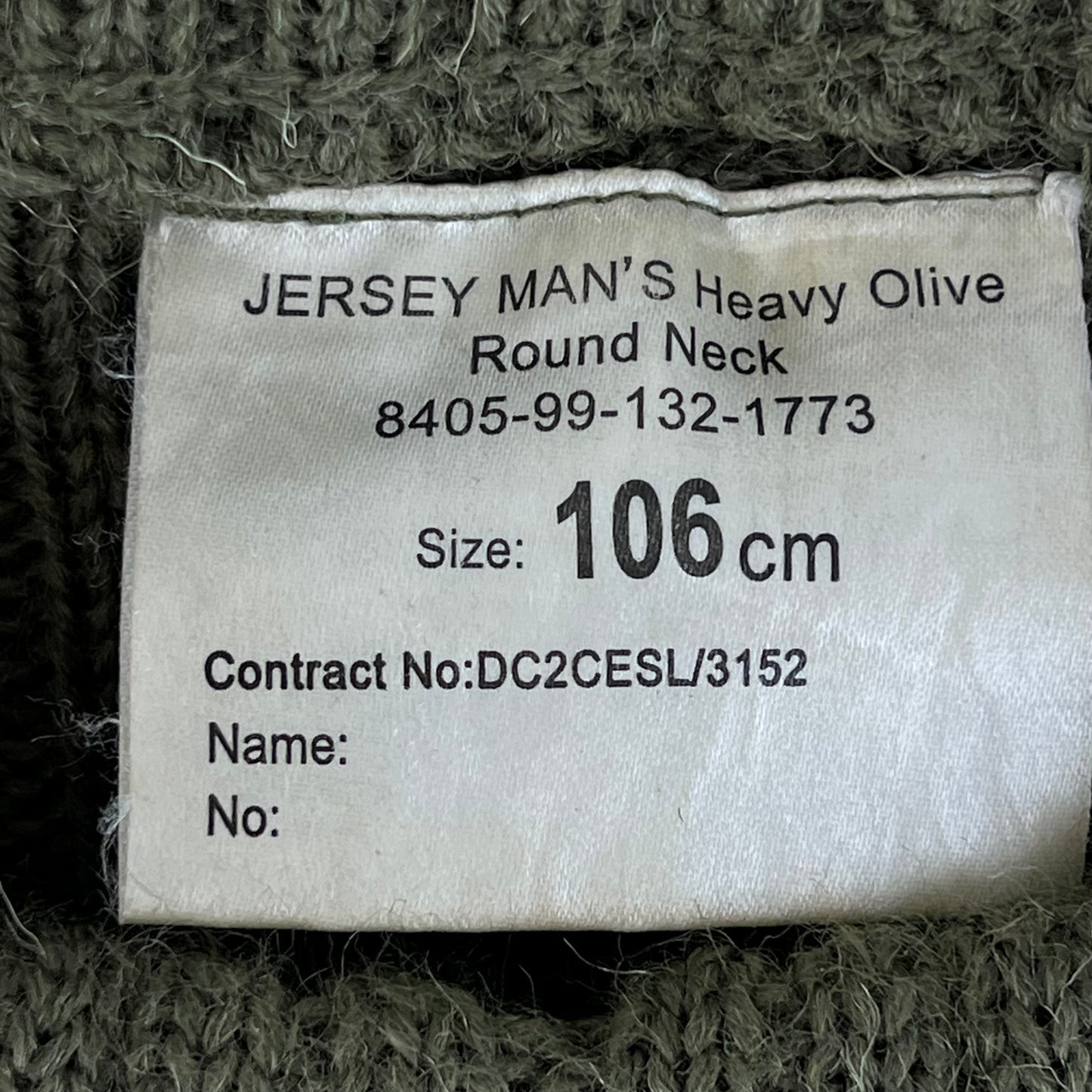 British Army Olive Green Pullover Jumper - Large 106cm