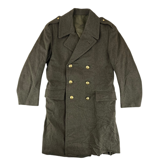 Italian Army 70's Khaki Greatcoat - Military Fire Brigade - Medium