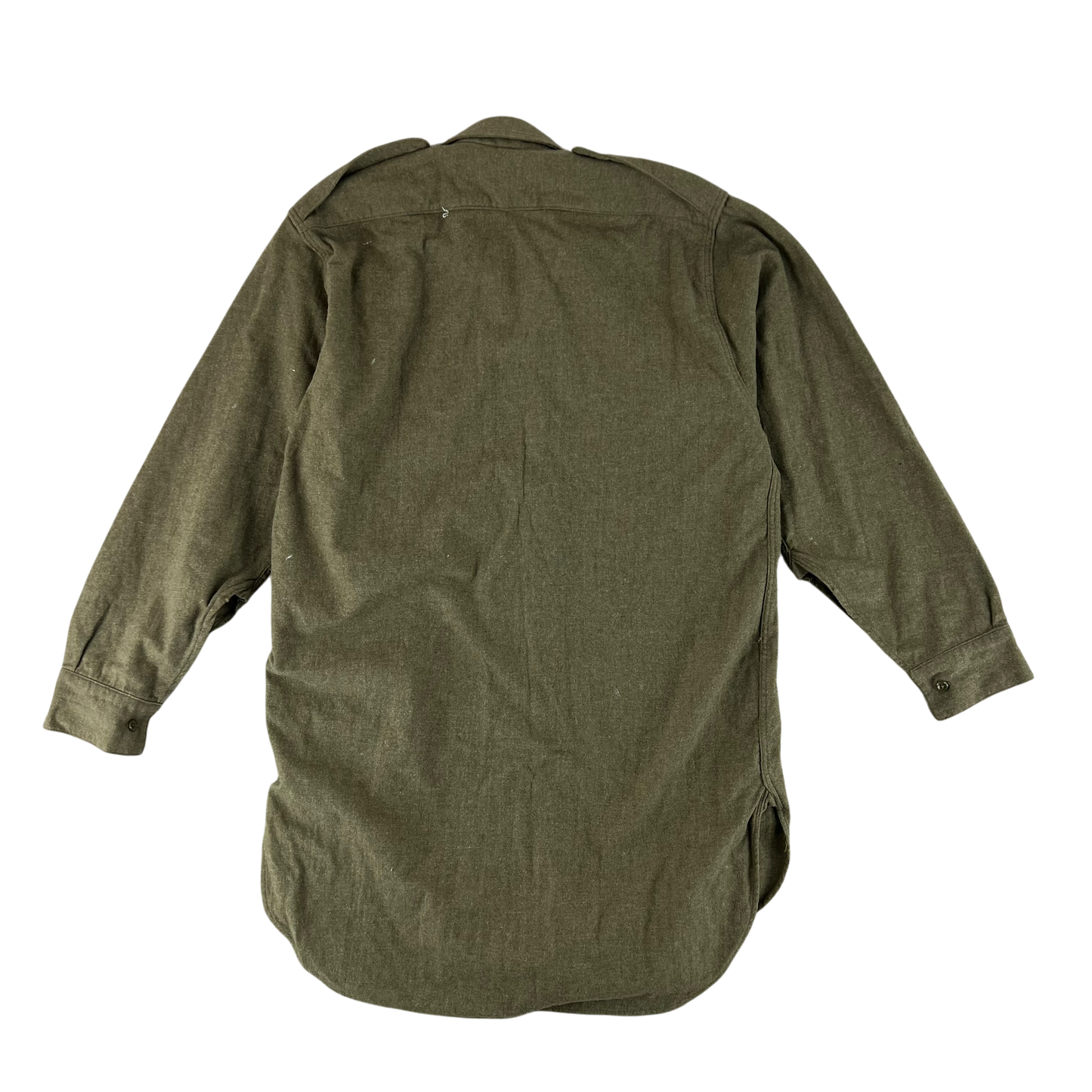 British Army 60s Khaki Collared Wool Shirt - Medium