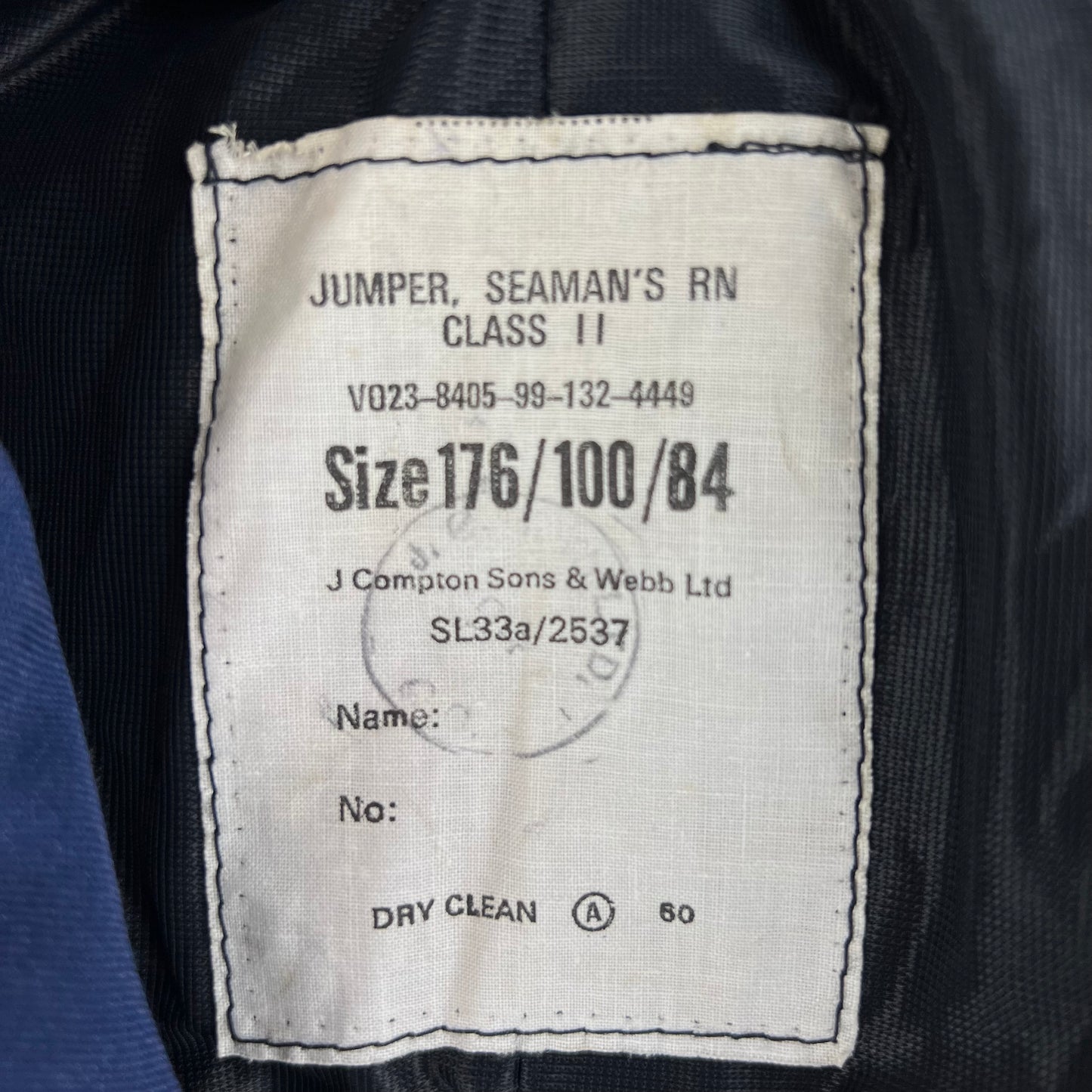 British Royal Navy Class II Jumper Sailor's Top - Medium 176/100