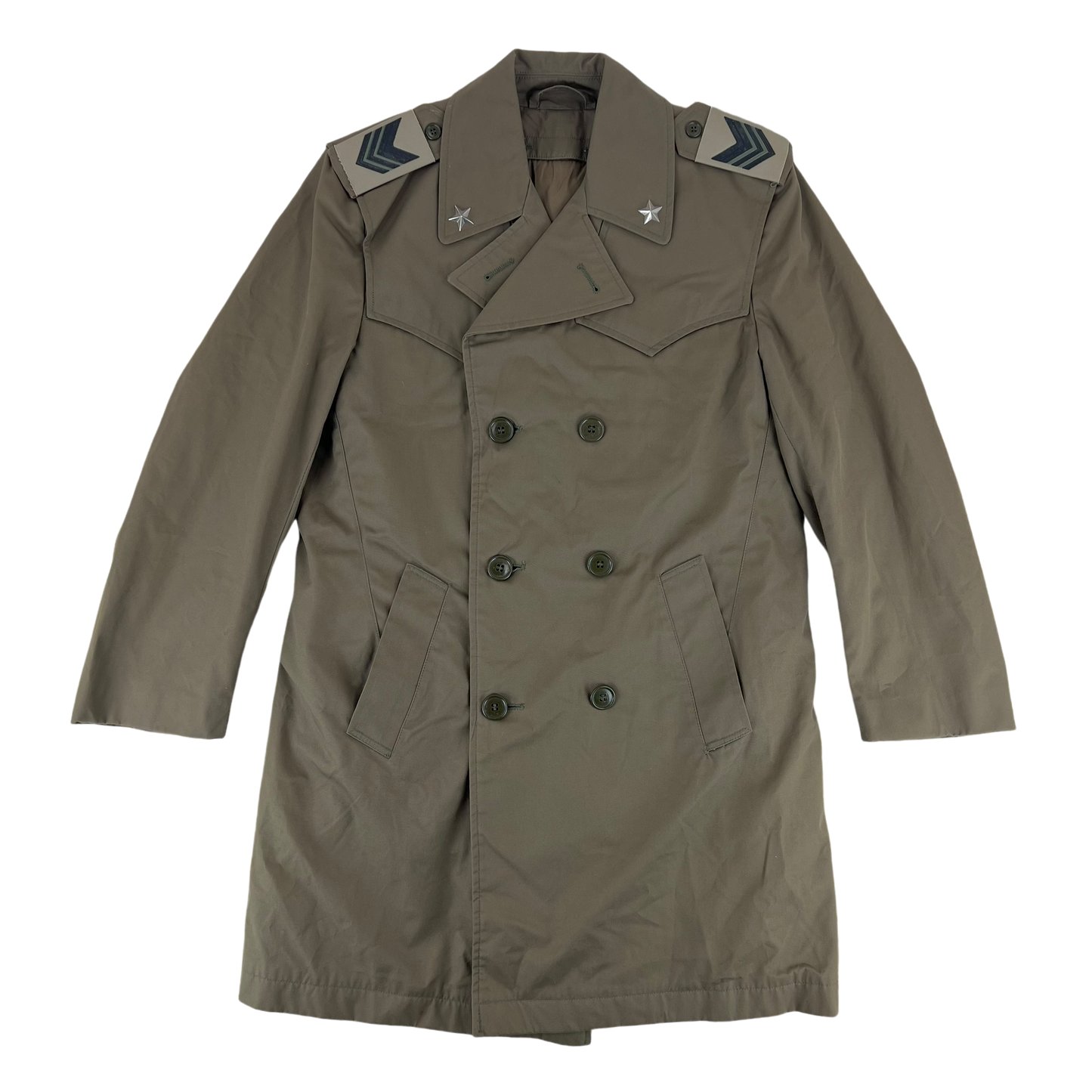 Italian Army 70's Officer's Khaki Tan Trench Coat w/ Faux Fur Liner - Small