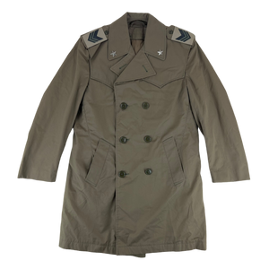 Italian Army 70's Officer's Khaki Tan Trench Coat w/ Faux Fur Liner - Small
