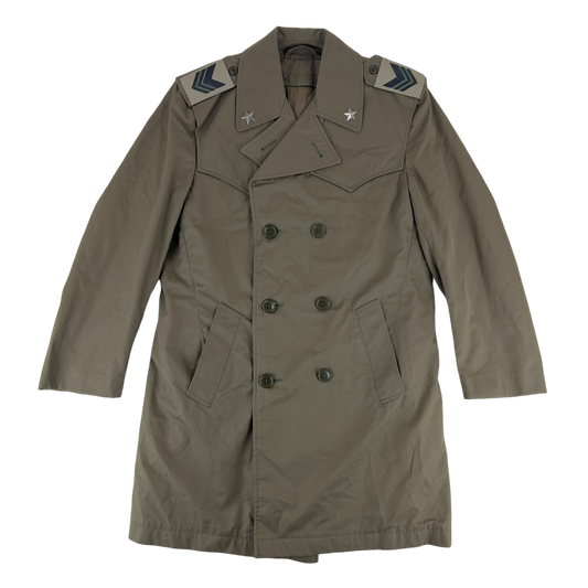 Italian Army 70's Officer's Khaki Tan Trench Coat w/ Faux Fur Liner - Small