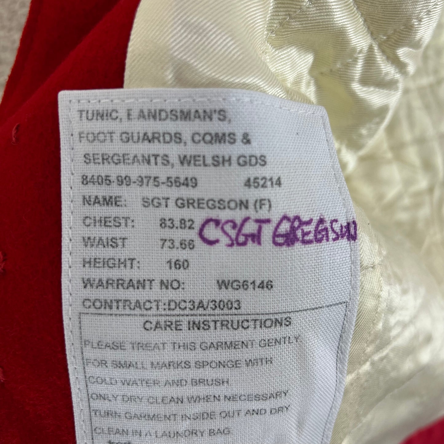 British Army CQMS & Sergeants Bandsman's Tunic Jacket w/ Wings - Welsh Guards - X Small