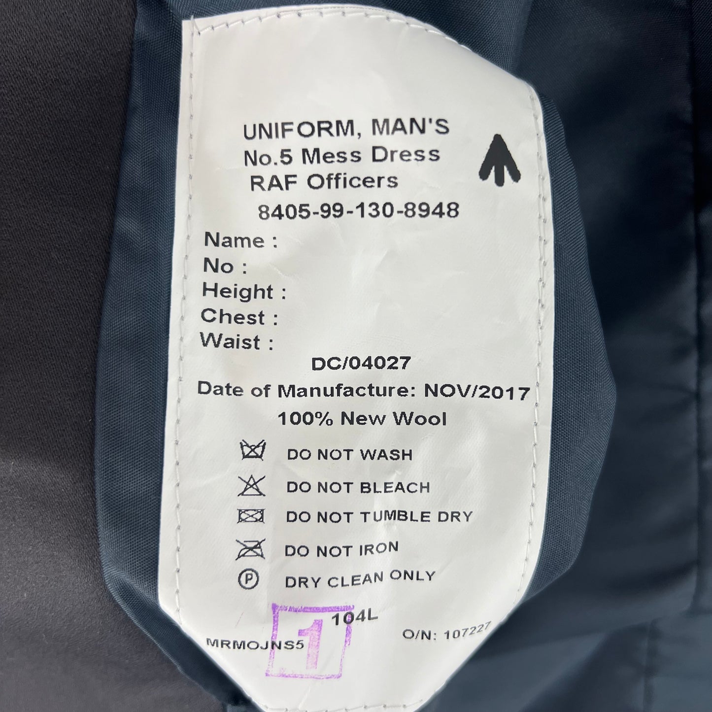 British RAF No. 5 Mess Dress Jacket - Medium 104R