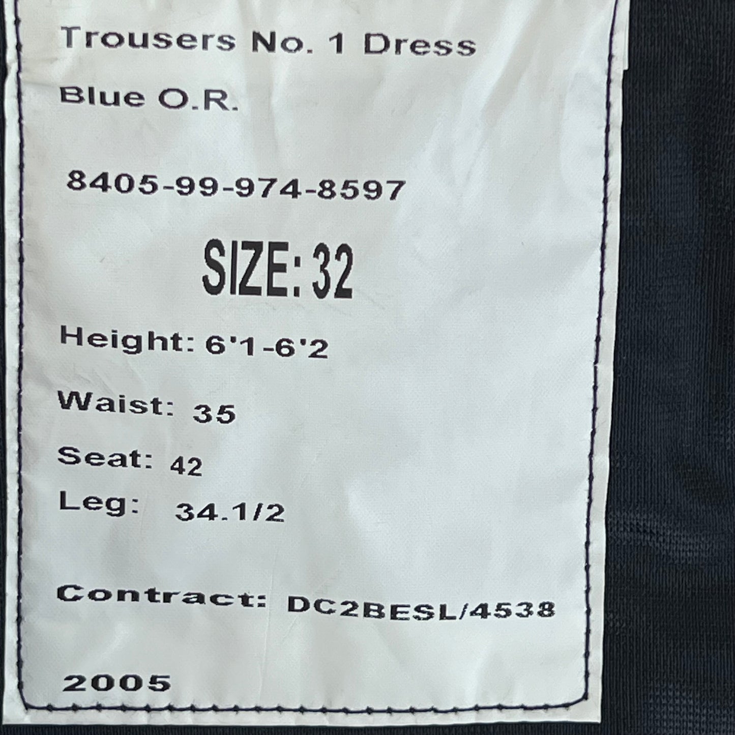 British Army No1 Blues Dress Trousers - Light Infantry / Rifles - W34 L33.5