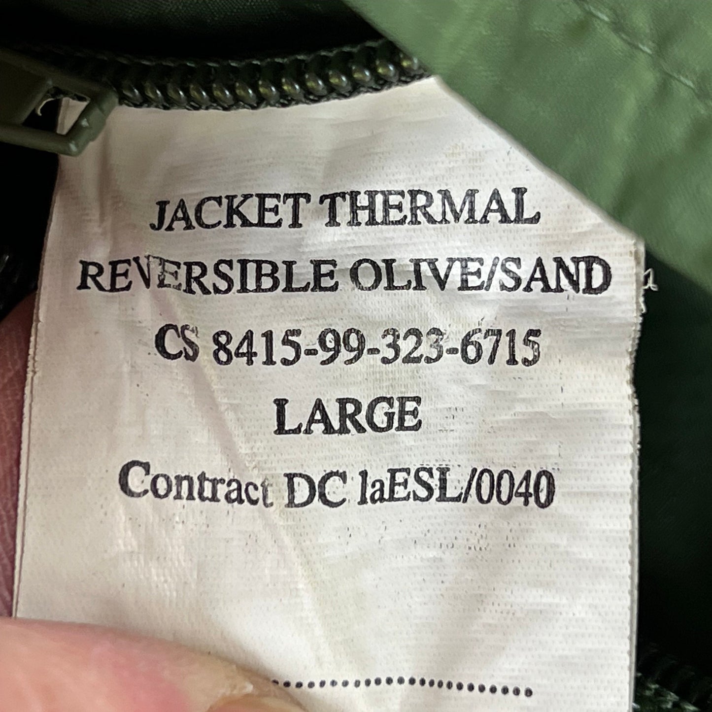 British Army Reversible Thermal Olive Green / Tan Quilted Jacket - Large