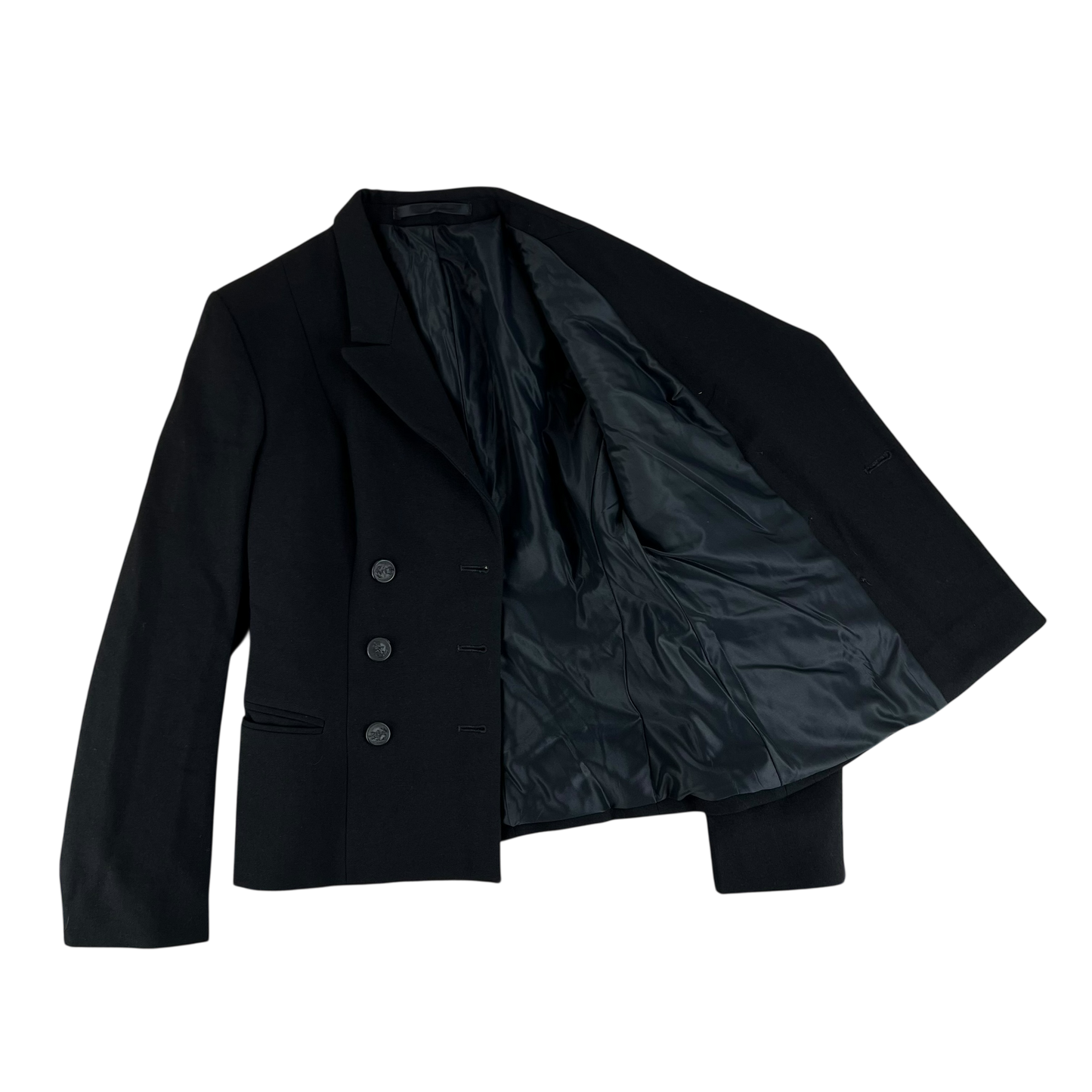 British Royal Navy Women's WRNS Diagonal Serge Black Blazer - Small SIZE 9