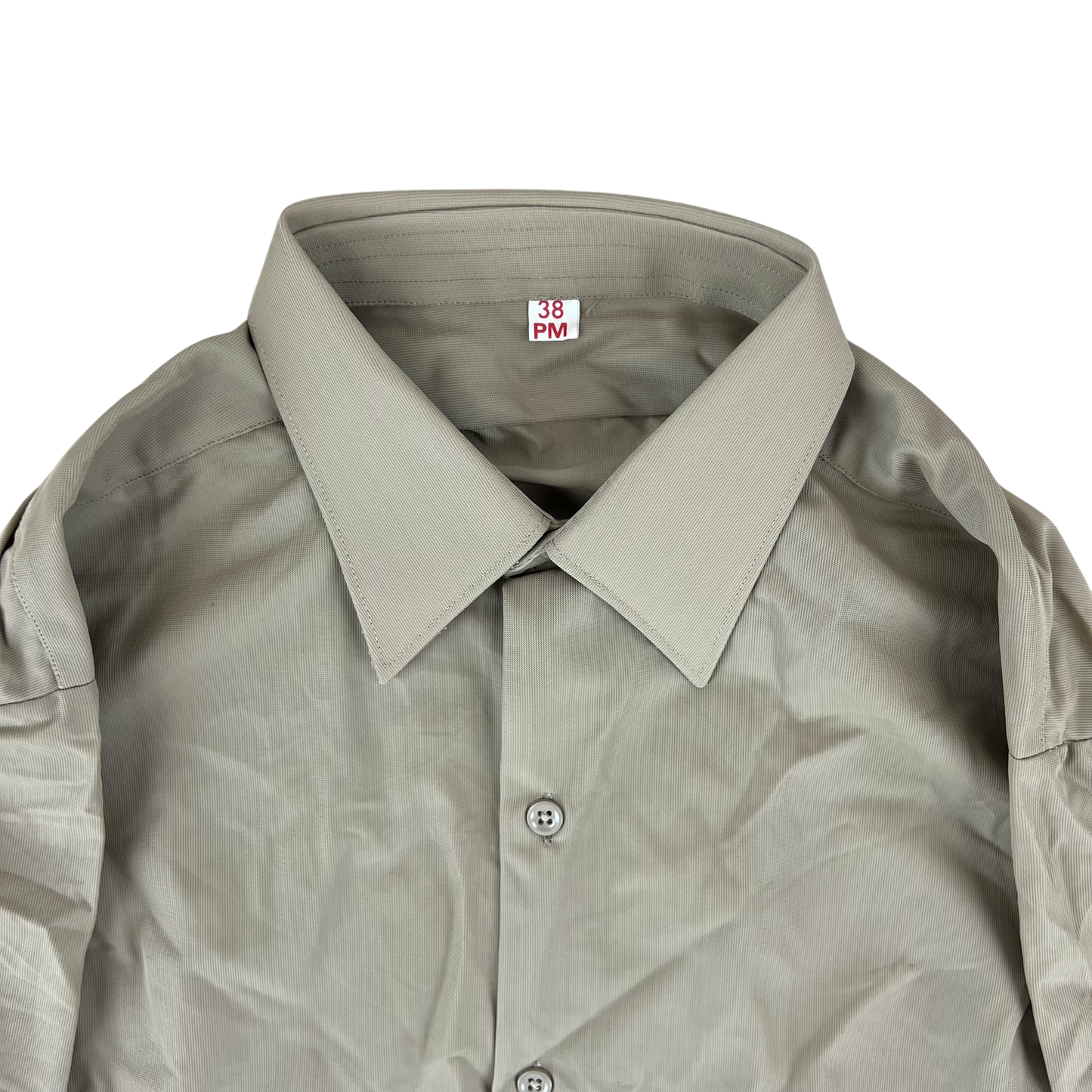 French Army 70s Fawn Viscose Shirt Long Sleeve - Medium