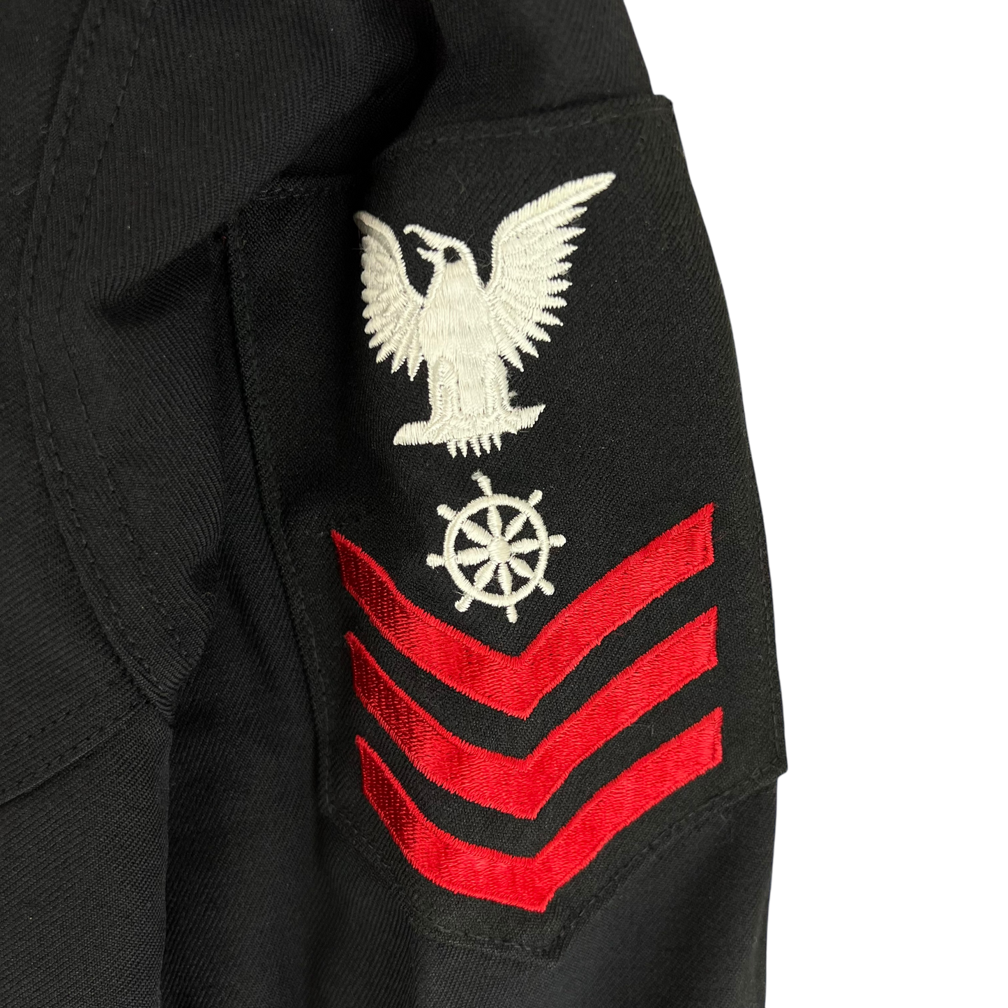 US Navy 80s Sailor's Black Blue Crackerjack Jumper Top - Large