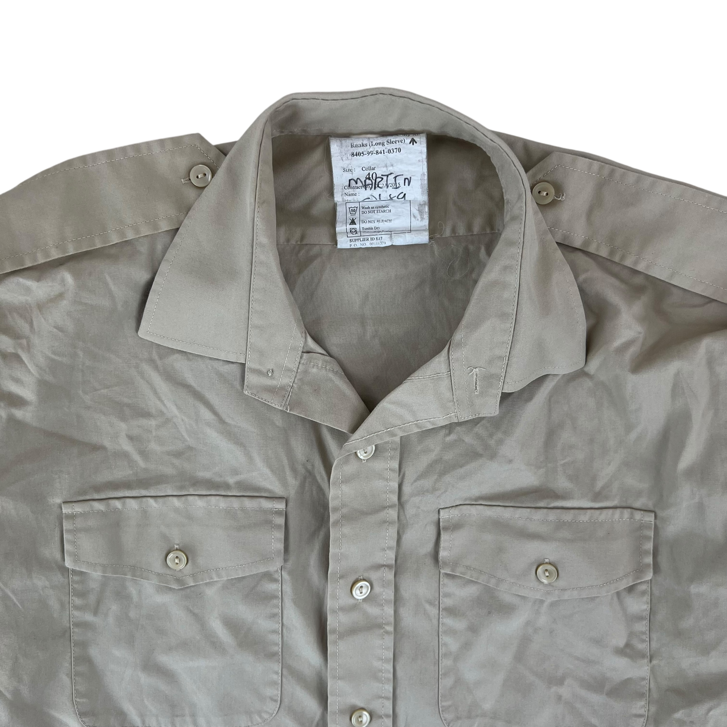 British Army Mens Fawn Shirt Long Sleeve - Medium 40 Collar