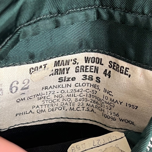 US Army Class A Greens Service Uniform Dress Jacket - Medium 38S
