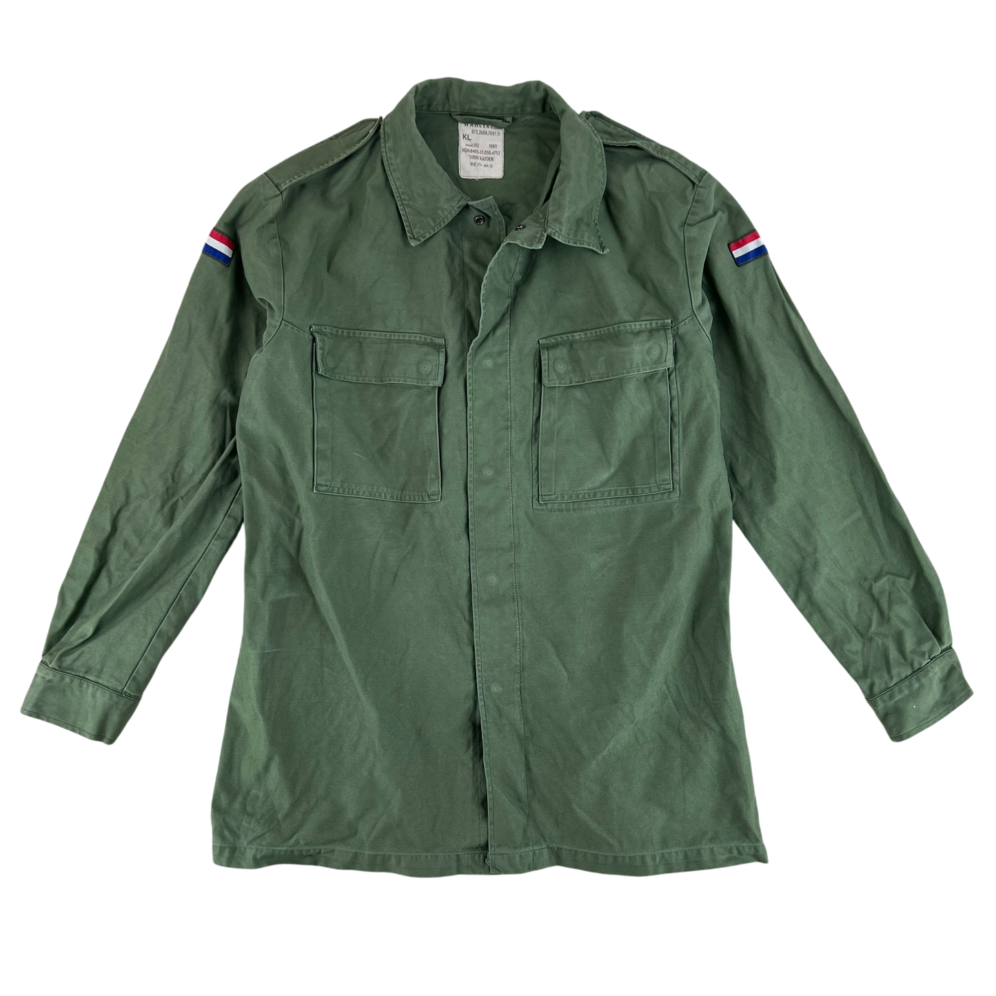 Dutch Army 80s Field Shirt Green Long Sleeve - Large