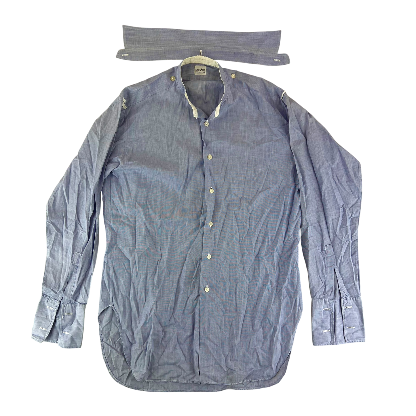 British RAF Vintage Collarless Light Blue No. 2 Long Sleeve Shirt - Medium