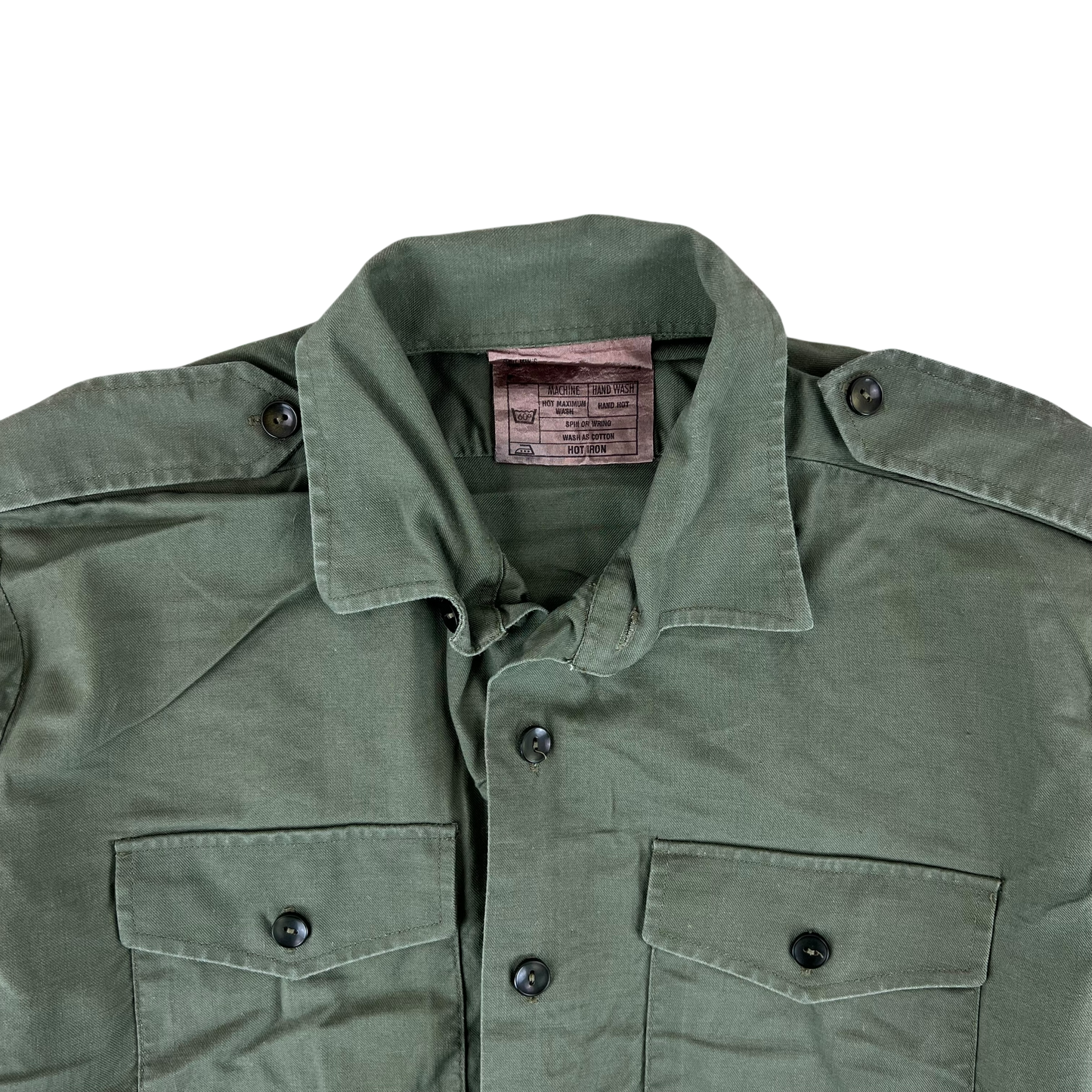 British Army Mens Olive Green Cotton Shirt Long Sleeve - Large 38/40