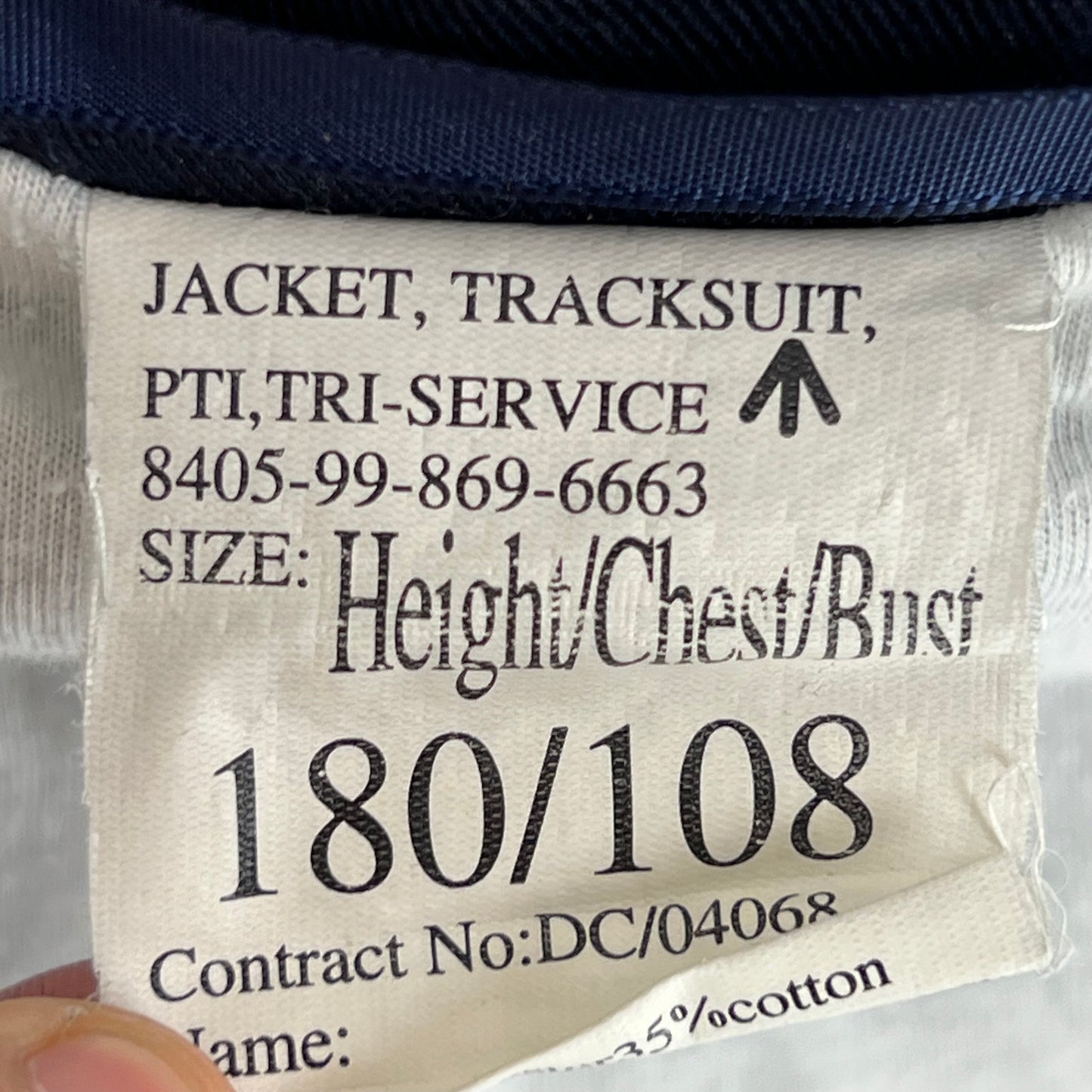 British Army / Tri-Services Navy Blue PTI Tracksuit Top Jacket - Large 180/108