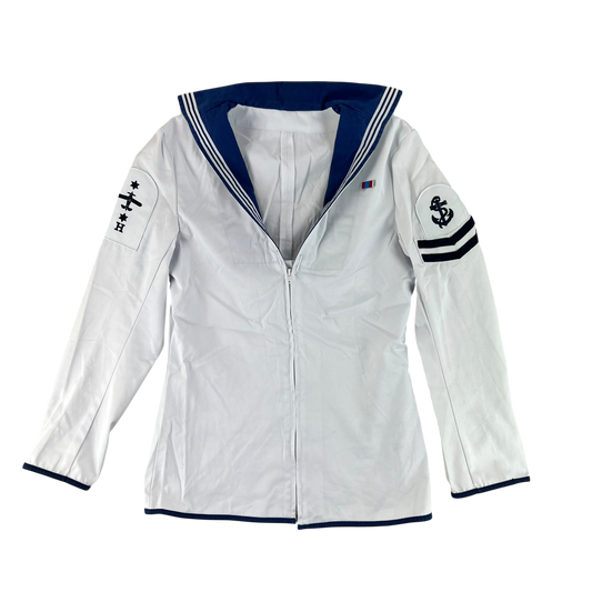 British Royal Navy Class II White Jumper Sailor's Top - Medium